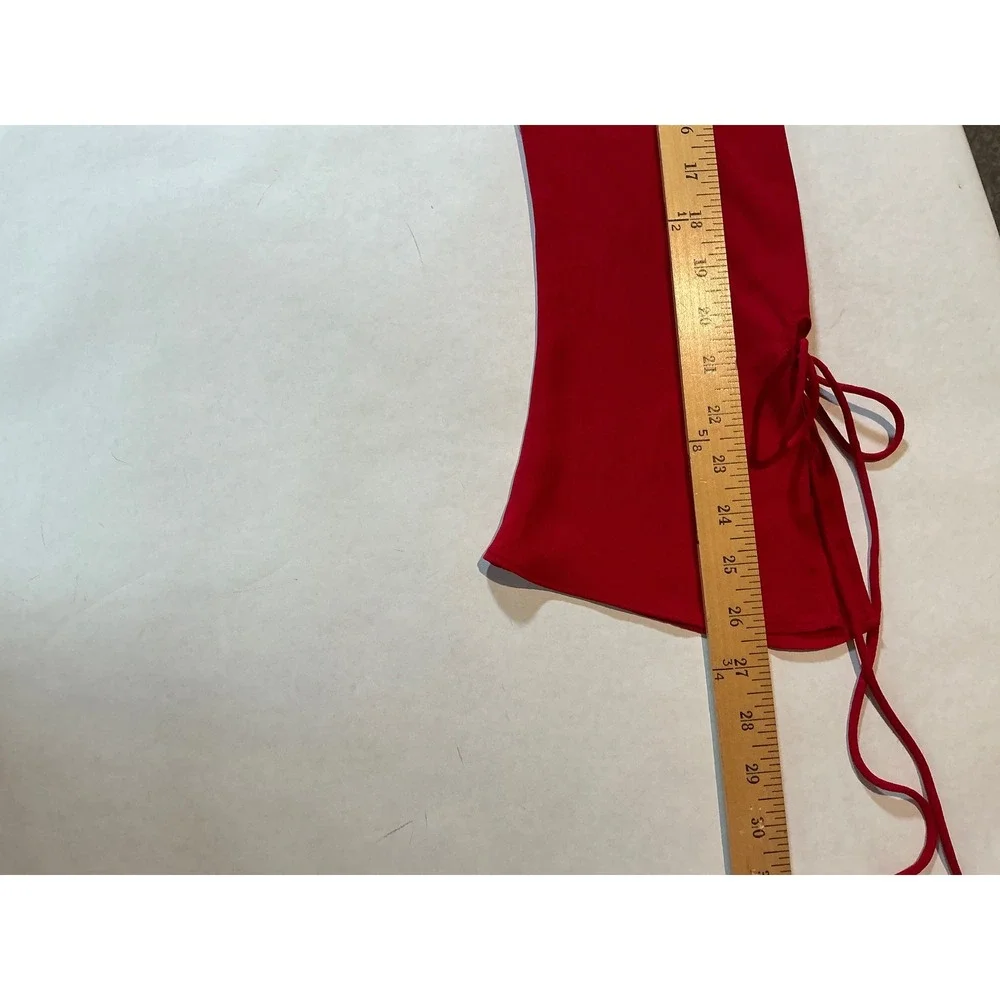 Wild Fable Red Ruffle V-Neck Long Sleeve Mini Dress with Tie Cuffs Size M NWT